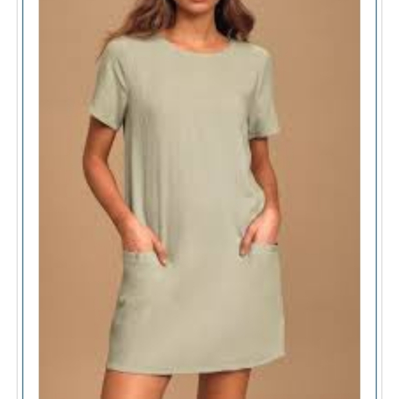 NWT Lulu's sage shift dress with pockets l… - Picture 2 of 12